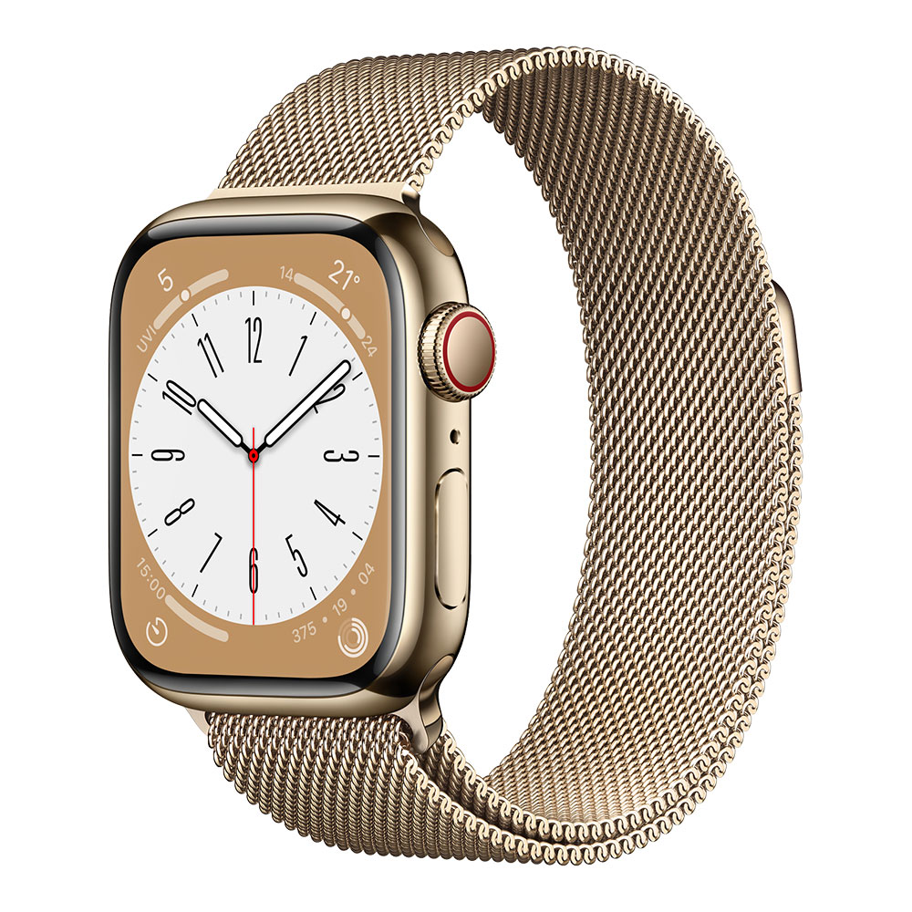 Apple Watch Series 8, 41 мм, cellular, корпус золотого цвета, ремешок золотого цвета