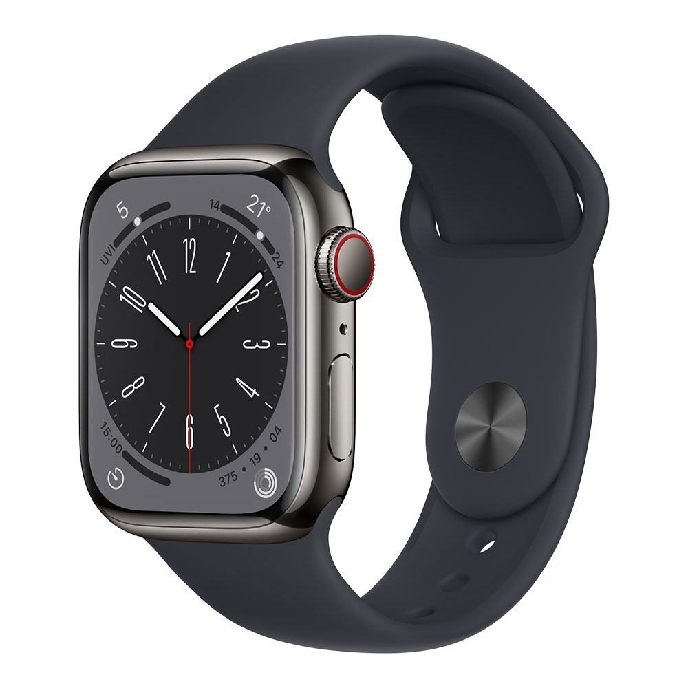 Apple Watch Series 8, 41 мм, cellular, корпус графитового цвета, ремешок цвета тёмная ночь