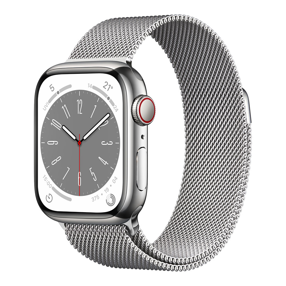 Apple Watch Series 8, 41 мм, cellular, корпус серебристого цвета, ремешок серебристого цвета