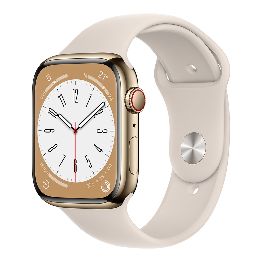Apple Watch Series 8, 45 мм, cellular, корпус золотого цвета, ремешок цвета сияющая звезда