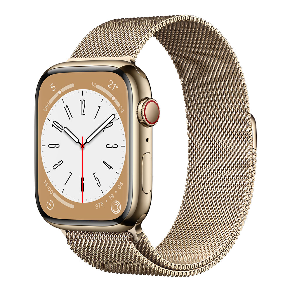 Apple Watch Series 8, 45 мм, cellular, корпус золотого цвета, ремешок золотого цвета