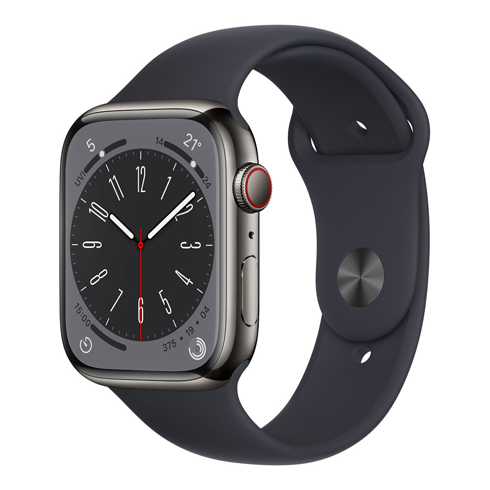 Apple Watch Series 8, 45 мм, cellular, корпус графитового цвета, ремешок цвета тёмная ночь