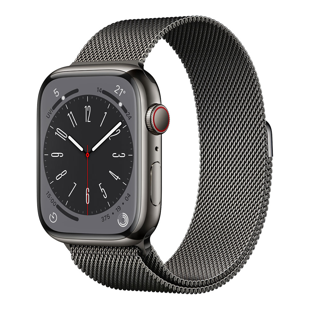 Apple Watch Series 8, 45 мм, cellular, корпус графитового цвета, ремешок графитового цвета