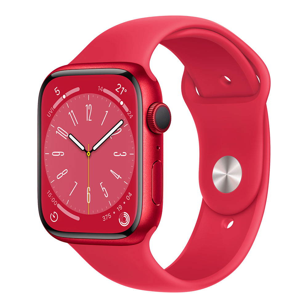 Apple Watch Series 8, 45 мм, корпус красного цвета, ремешок цвета Product Red