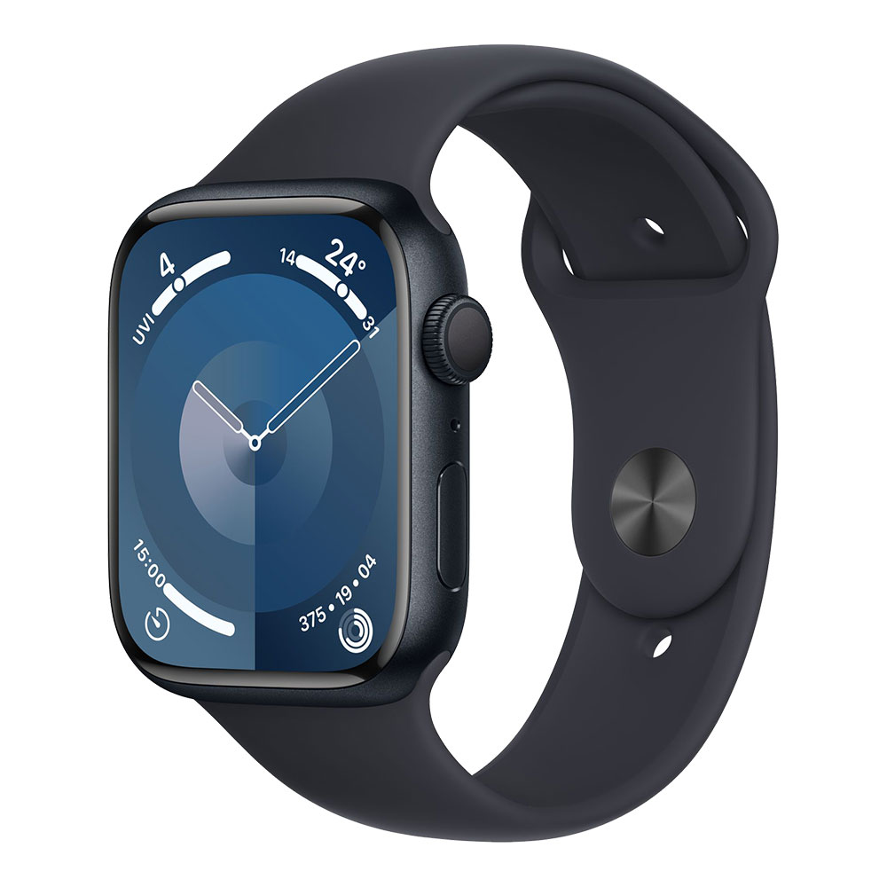 Apple Watch Series 9, 45 мм, корпус цвета тёмная ночь, ремешок цвета тёмная ночь S/M