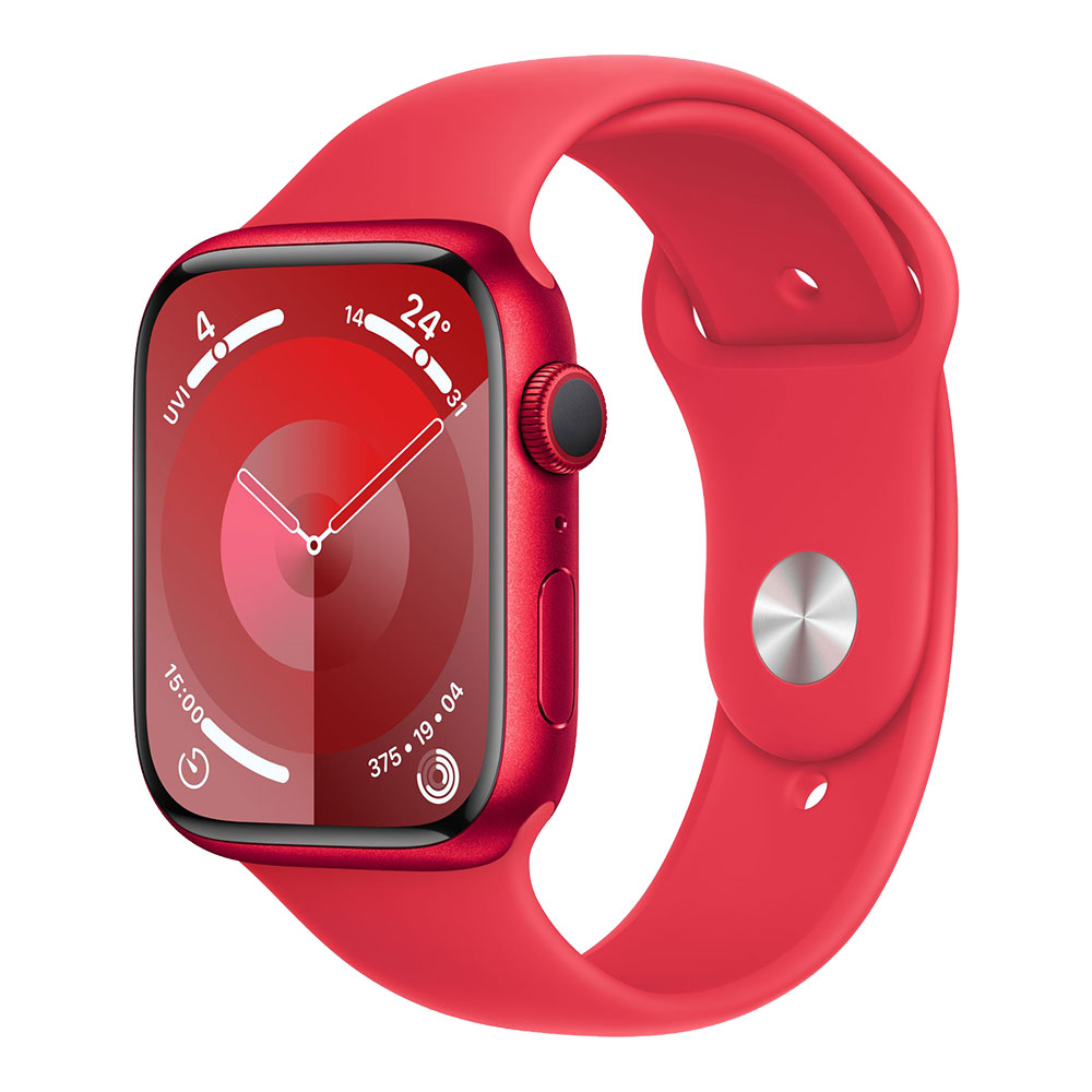 Apple Watch Series 9, 45 мм, корпус красного цвета, ремешок цвета Product Red S/M