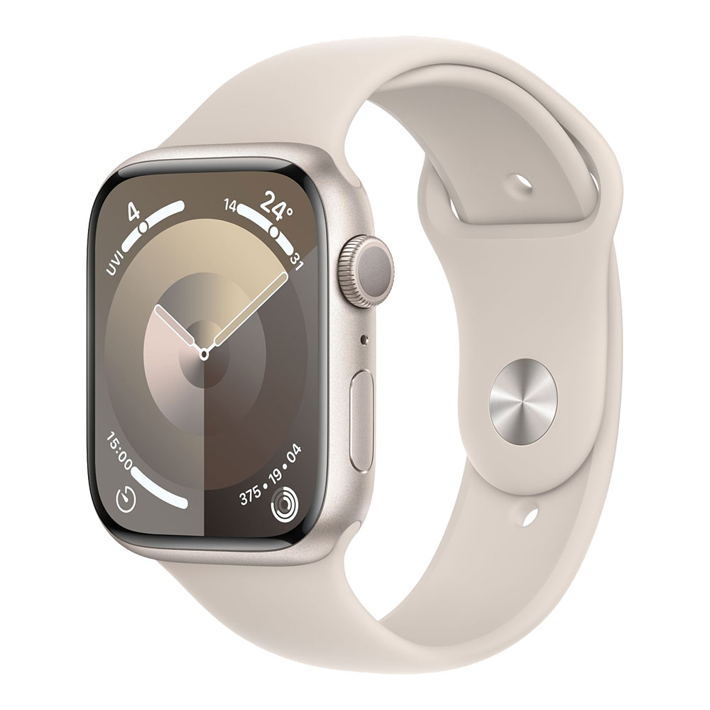 Apple Watch Series 9, 45 мм, корпус цвета сияющая звезда, ремешок цвета сияющая звезда S/M