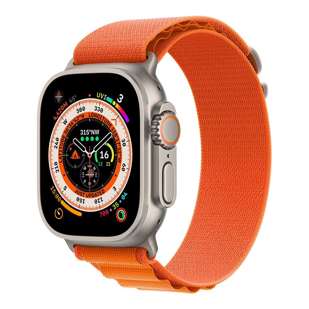 Apple Watch Ultra, ремешок Alpine оранжевого цвета, большой
